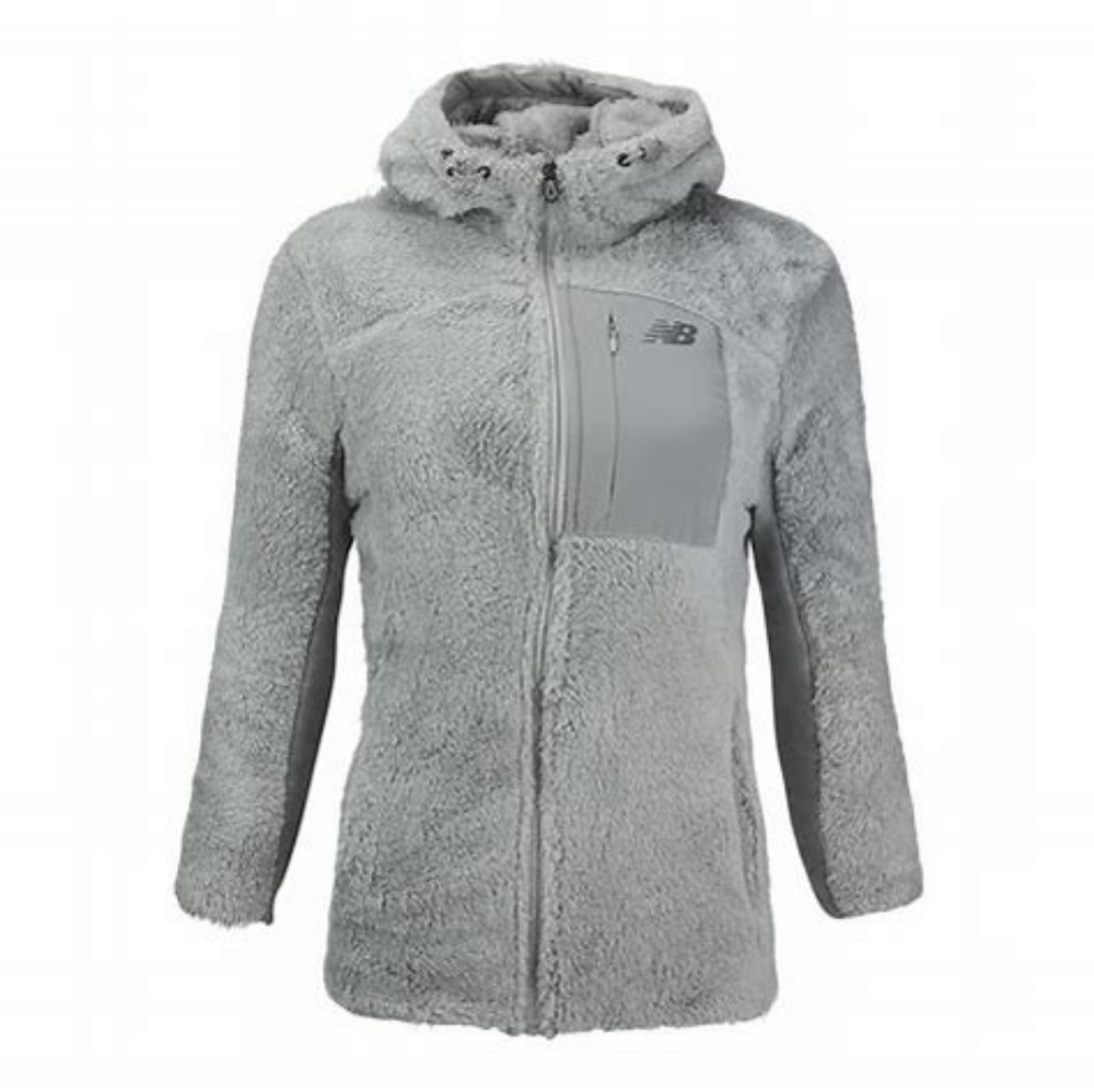 NEW BALANCE NWOT Womens Gray Full Zip Fuzzy Fleece Jacket Size S